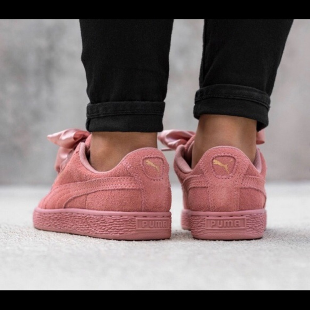 Puma Suede Heart Satin II Dusty Rose Sneakers - Picture 7 of 8